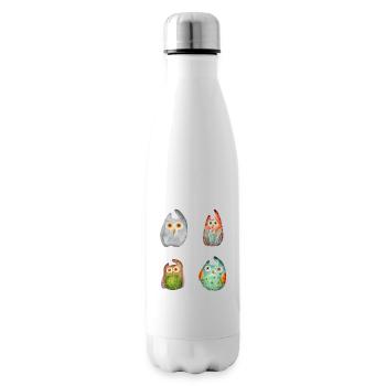 Eule Uhu Tier Waldtier Steinkauz Schleiereulen Fun - Isolierflasche - Weiß - Rechts