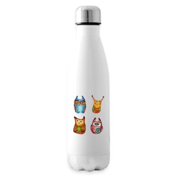 Eule Uhu Tier Waldtier Steinkauz Schleiereulen Fun - Isolierflasche - Weiß - Rechts