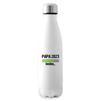 Papa 2023 Loading Vaterschaft Vater Werden Dad - Isolierflasche - Weiß - Rechts