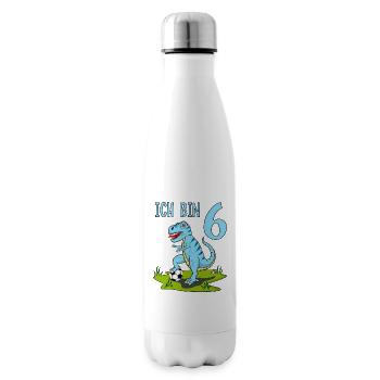 Dinosaure Rex Football 6 Anniversaire Bleu - Bouteille isotherme - blanc - Droite
