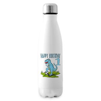 Dinosaure Rex Football 1 Joyeux Anniversaire Bleu - Bouteille isotherme - blanc - Droite