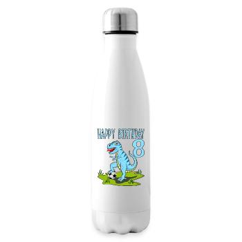 Dinosaure Rex Football 8 Joyeux Anniversaire Bleu - Bouteille isotherme - blanc - Droite