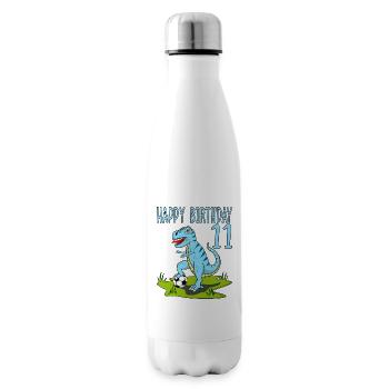 Dinosaure Rex Football 11 Joyeux Anniversaire Bleu - Bouteille isotherme - blanc - Droite
