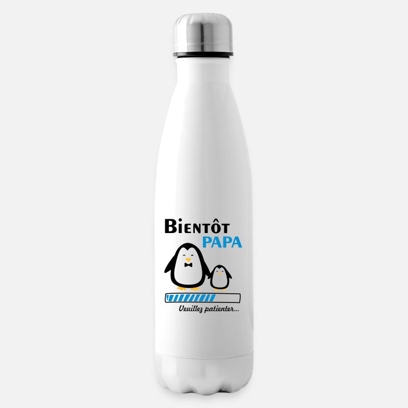 bientôt papa pingouin,futur père - Bouteille isotherme - blanc