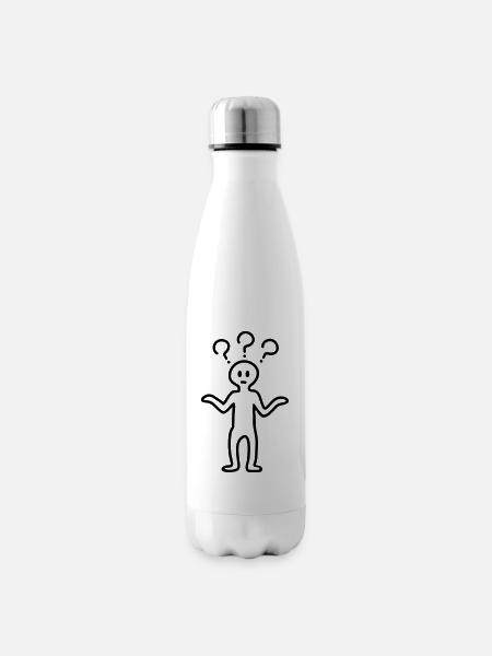 Fragezeichen Männchen - Line - Isolierflasche - Weiß