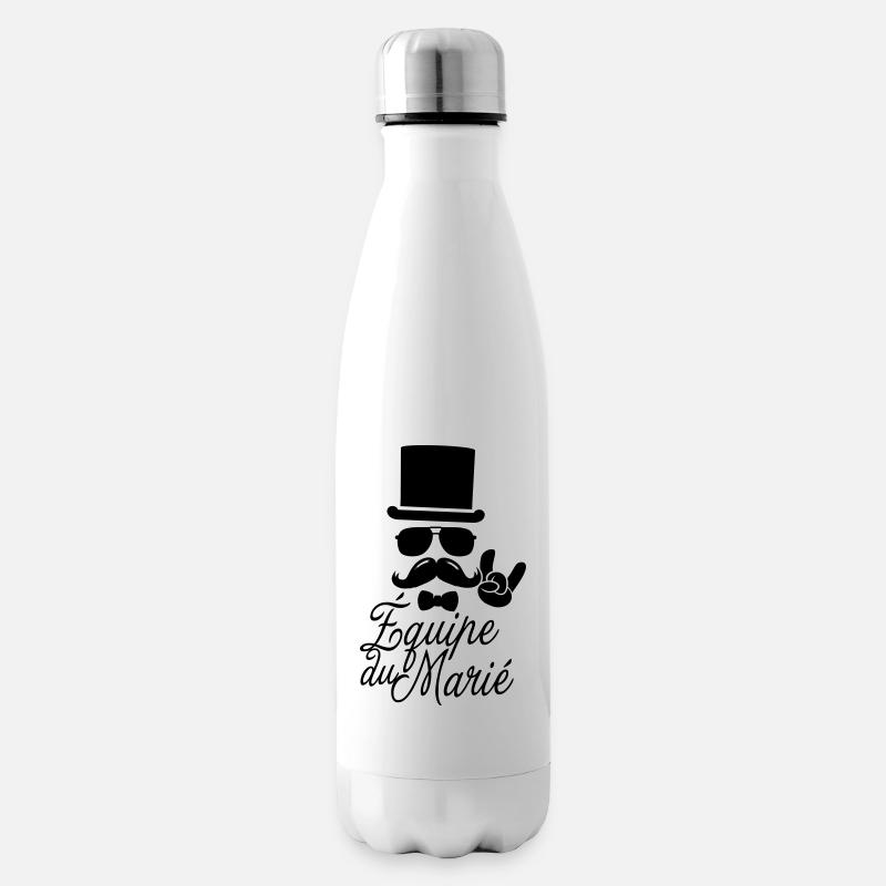 vintage moustache equipe du marié soirée hipster - Bouteille isotherme - blanc
