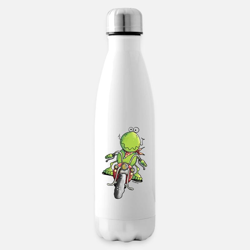 Biker Frosch - Isolierflasche - Weiß