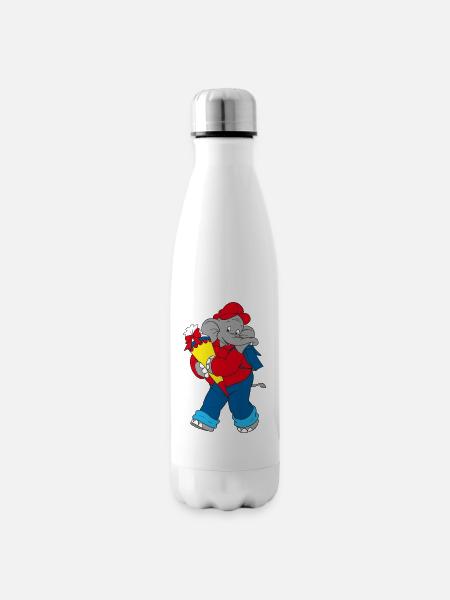 Benjamin Blümchen mit Schultüte - Isolierflasche - Weiß