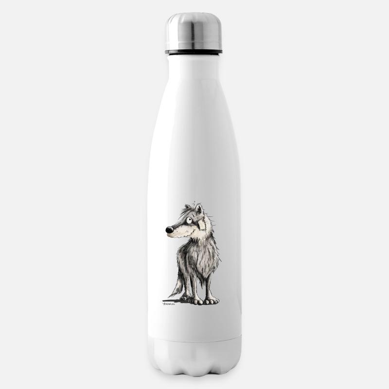 Lustiger Wolf I Comic Hund I Wölfe - Isolierflasche - Weiß