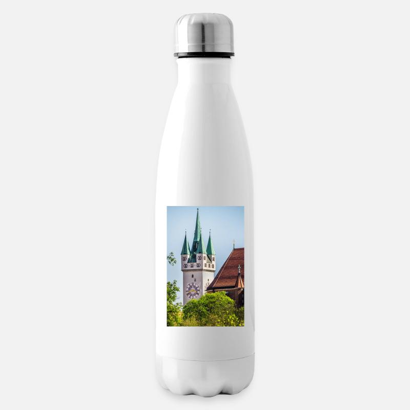 Straubing Stadtturm - Isolierflasche - Weiß