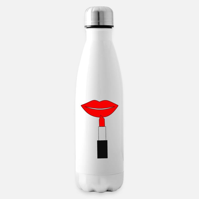 Lippenstift Lippen rot - Isolierflasche - Weiß
