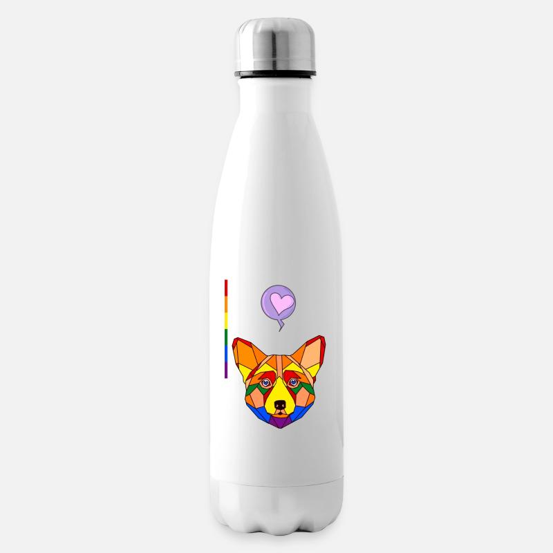 Corgi raimbow - Bouteille isotherme - blanc