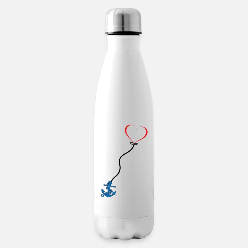 Anker mit Herz - Isolierflasche - Weiß