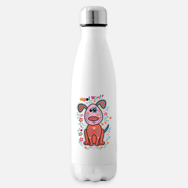 Bunter Hund - Isolierflasche - Weiß