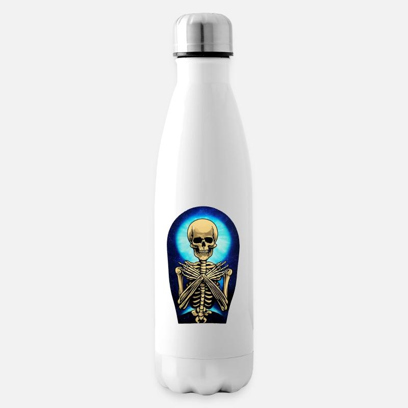 Skelettstil Acrylfarbe - Skateboard - Isolierflasche - Weiß