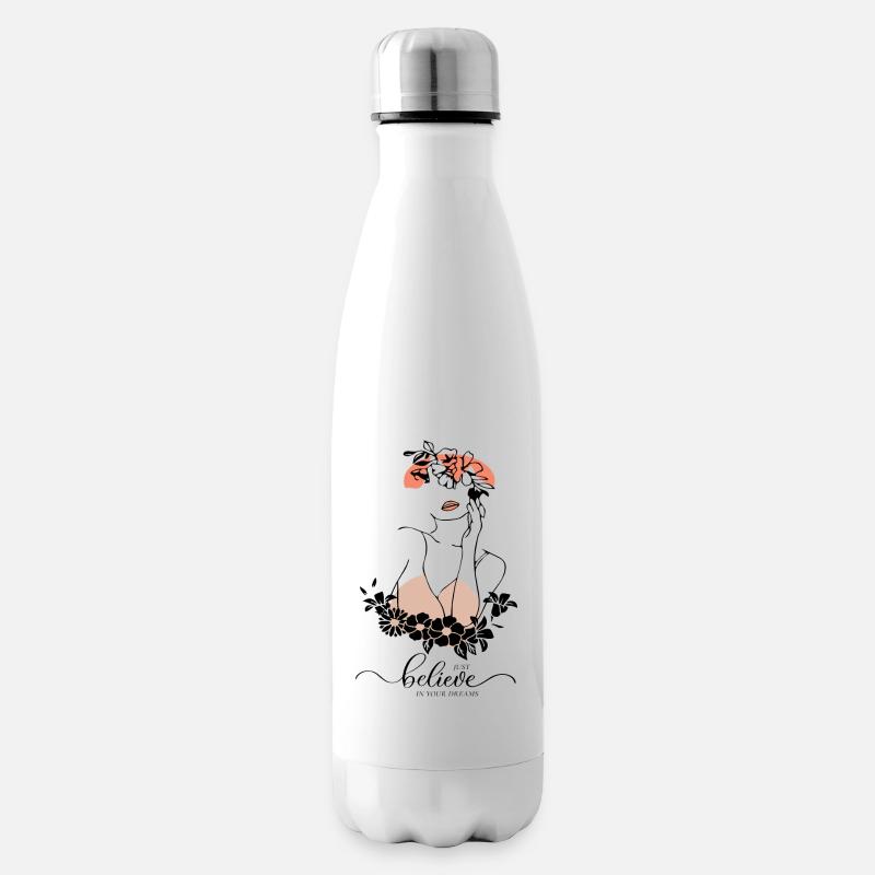 Moderne Kunst, Kunstlinie, glaube an deinen Traum - Isolierflasche - Weiß
