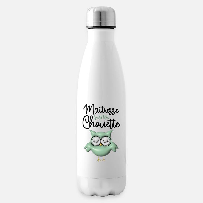 Maîtresse super chouette verte 3D - Bouteille isotherme - blanc