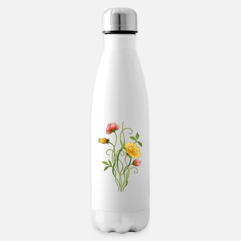 Blumen - Isolierflasche - Weiß