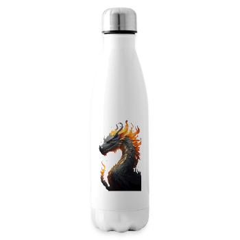 Drachenkopf mit Feuer - Isolierflasche - Weiß - Rechts