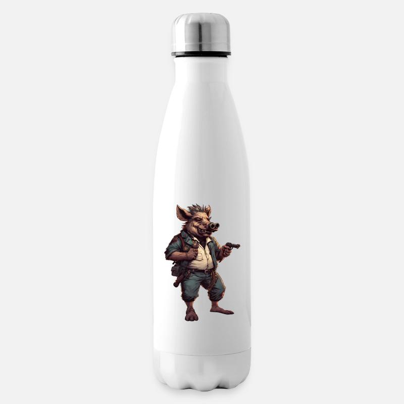 Wildschwein in Cyberpunk-Atmosphäre - Isolierflasche - Weiß