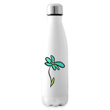 Happy flower illustration handmade - Insulated Water Bottle - white - Right