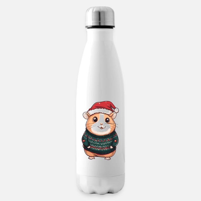 Hamster Weihnachten Comic - Isolierflasche - Weiß