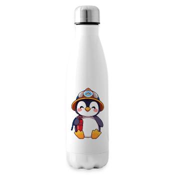 Vorbereiteter Pinguin-Brandschutz-Cartoon - Isolierflasche - Weiß - Rechts