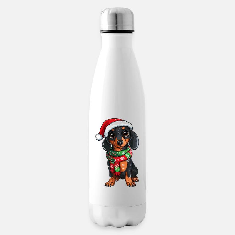 Weihnachts Dackel - Isolierflasche - Weiß