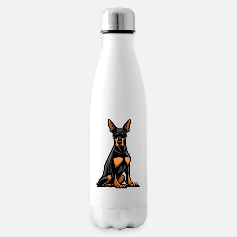 Doberman Dog Comic - Insulated Water Bottle - white
