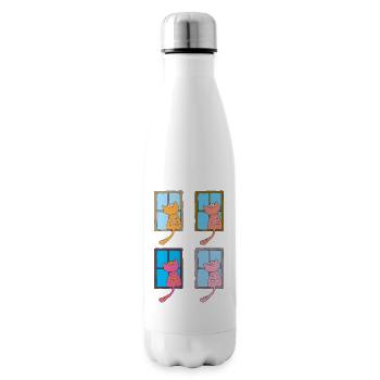 Cats at the window colorful - Insulated Water Bottle - white - Right