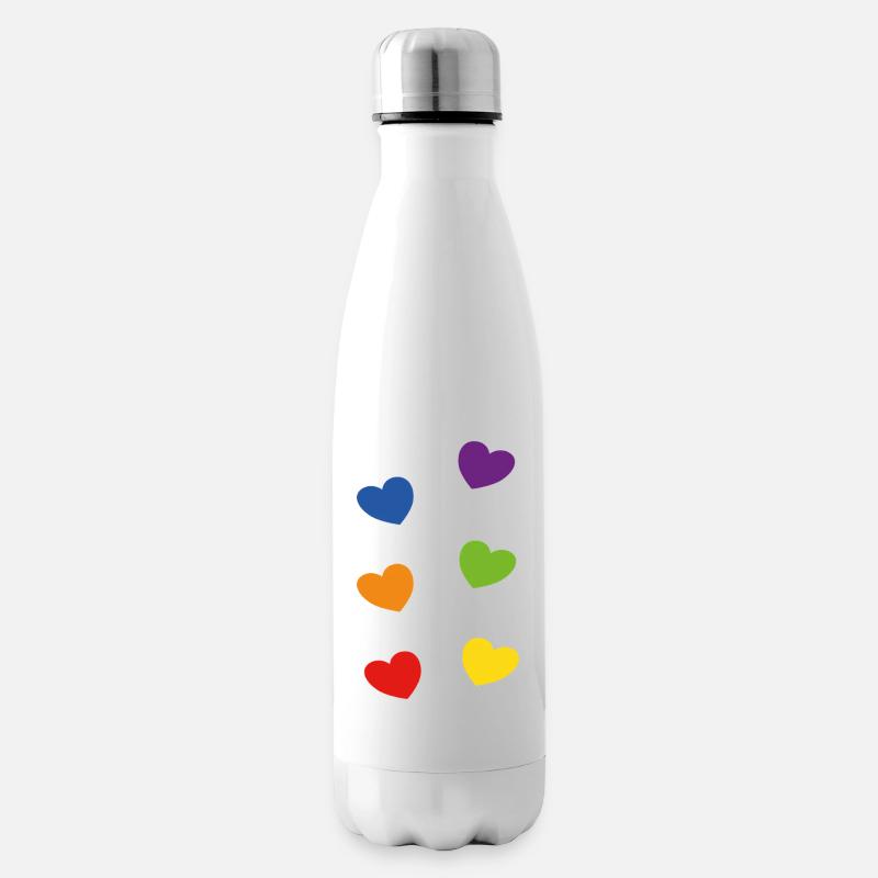 Pride Regenbogenherzen - Isolierflasche - Weiß