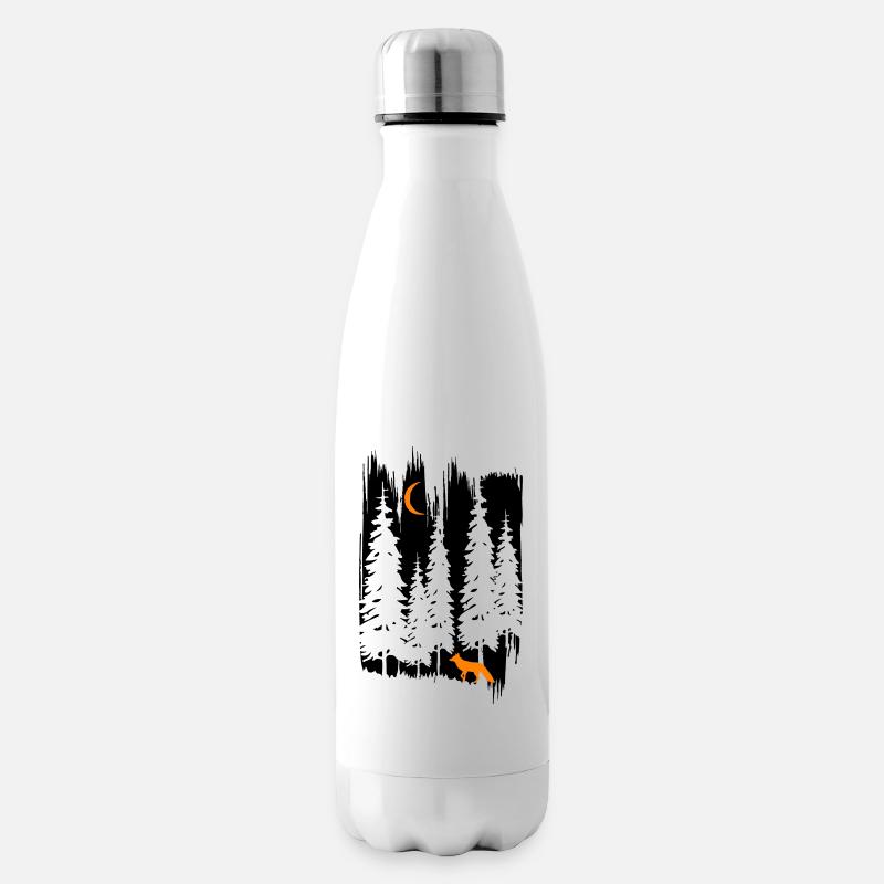 Renard dans la forêt la nuit - Bouteille isotherme - blanc