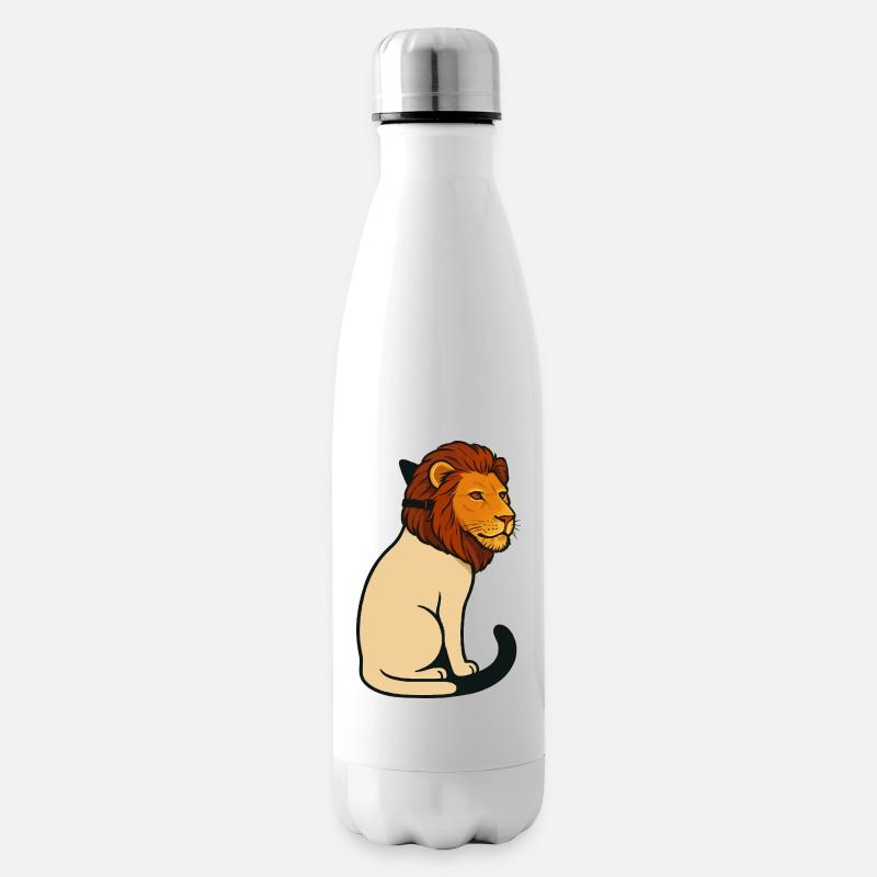 Katze trägt eine Maske eines Löwen - Isolierflasche - Weiß