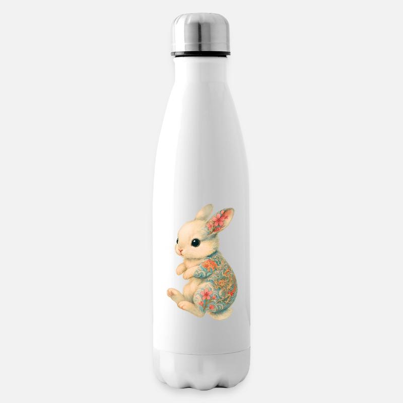 Yakuza Bunny – Fourrure douce, encre audacieuse - Bouteille isotherme - blanc