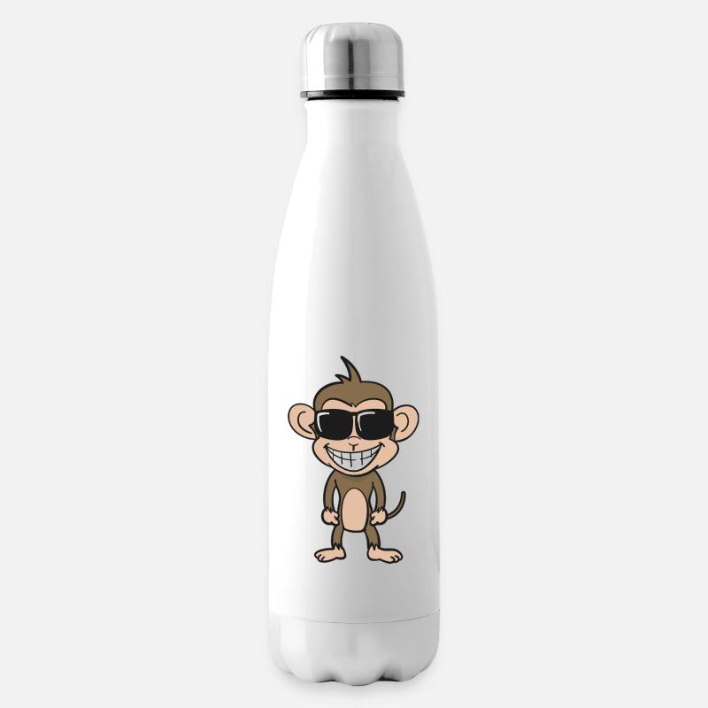Cooler Affe mit Sonnenbrille - Isolierflasche - Weiß