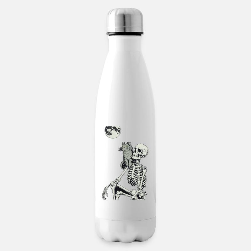 Scène de nuit mystique avec chat et crâne - Bouteille isotherme - blanc