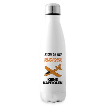 Nicht so tief RÜDIGER Flugzeug Motiv Orange  - Isolierflasche - Weiß - Rechts