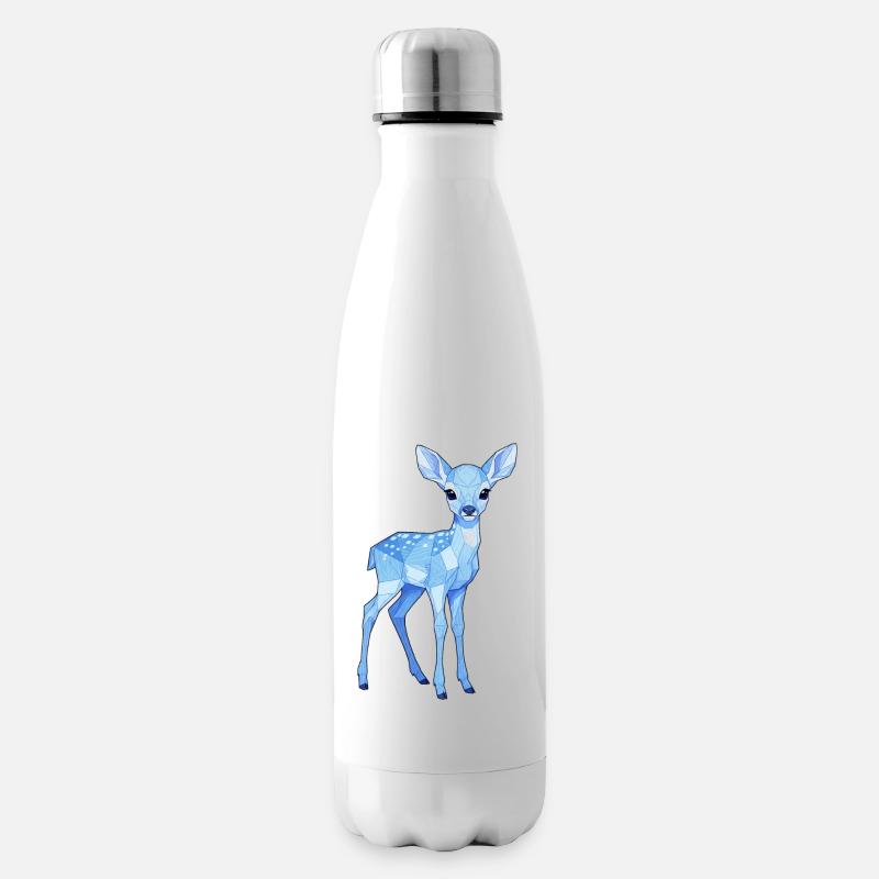 Geometrischer Blauer Hirsch - Isolierflasche - Weiß