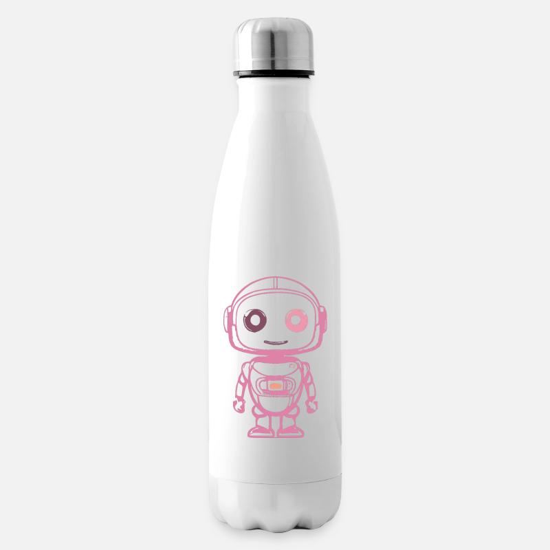 Rosa Weltraumroboter Illustration - Isolierflasche - Weiß