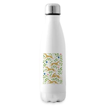 Golden Gallop in Floral Vines - Insulated Water Bottle - white - Right
