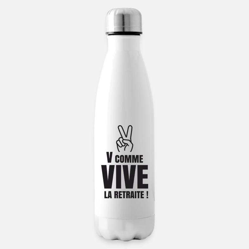 V Comme Vive la Retraite (texte noir) - Bouteille isotherme - blanc