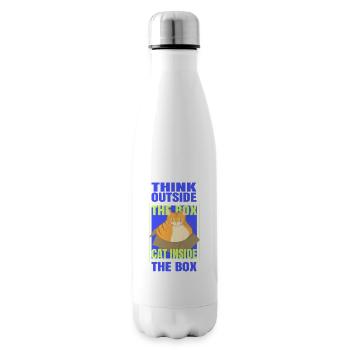 Think Outside the Box Cat Inside the Box - Insulated Water Bottle - white - Right