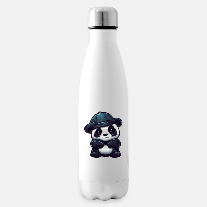 Cool panda with red eyes - Insulated Water Bottle - white