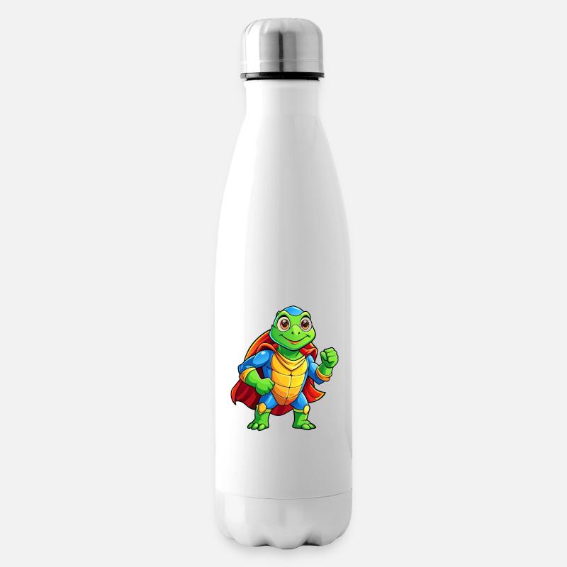Mega Cute Superhero Turtle - Insulated Water Bottle - white