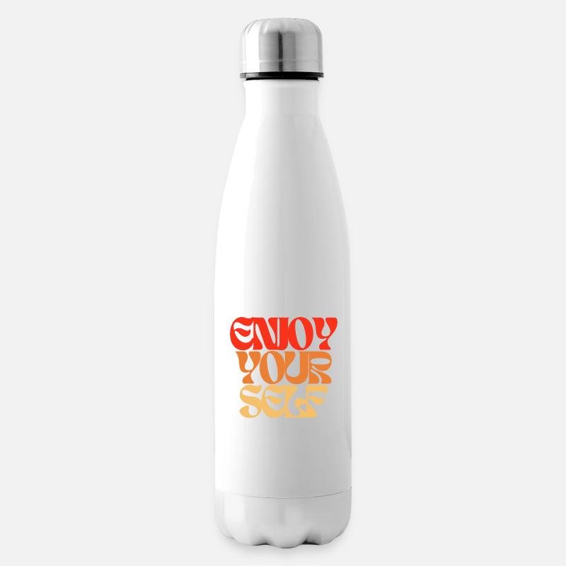 Enjoy Yourself Statement 70ies Hippie Style - Isolierflasche - Weiß