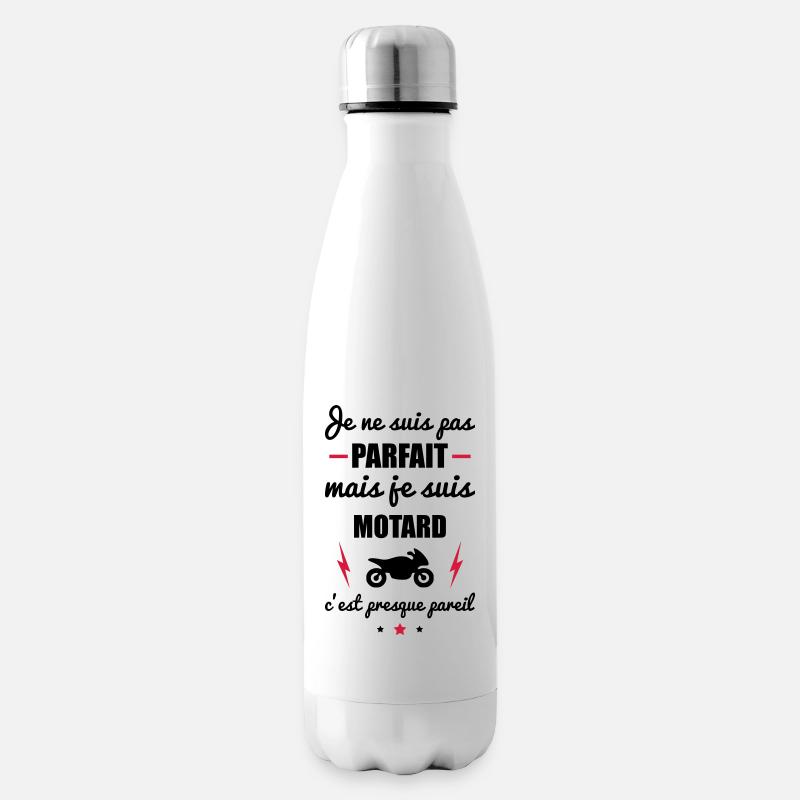 pas parfait mais motard, moto - Bouteille isotherme - blanc