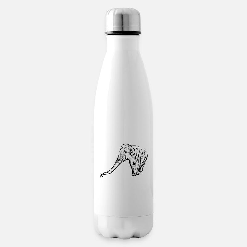 Elefant schwarz - Isolierflasche - Weiß