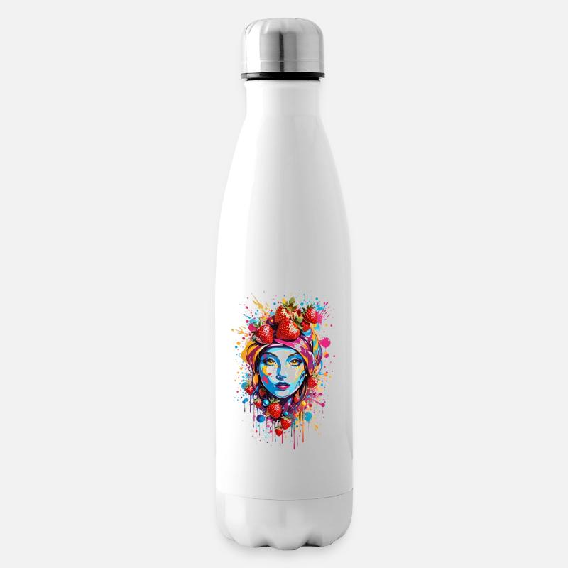 Erdbeeren Frau - Isolierflasche - Weiß