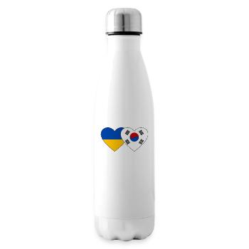 Ukraine Corée du Sud Drapeau Coeur - Bouteille isotherme - blanc - Droite