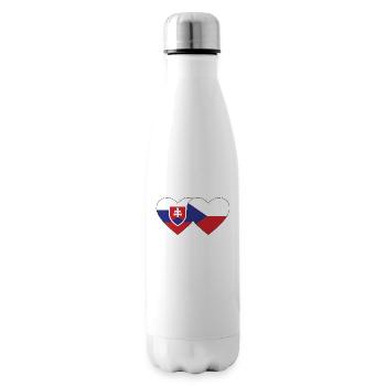 Slowakei Tschechien Flagge Herz - Isolierflasche - Weiß - Rechts